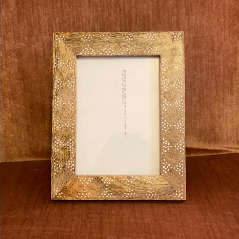 Wooden picture frame painted dot white tan beachy
